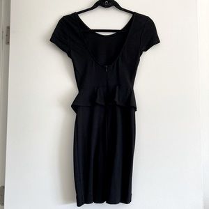 Zara Black Fitted Dress with Ruffle Detail and Low Back